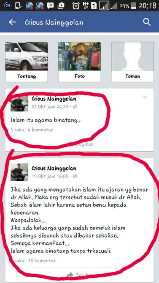 Tulis status yang melecehkan agama, pria ini jadi buronan netizen Tulis status yang melecehkan agama, pria ini jadi buronan netizen