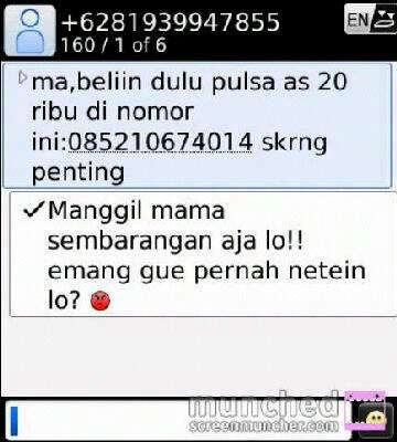 22 Foto balasan SMS mama minta pulsa yang bikin ketawa ngakak