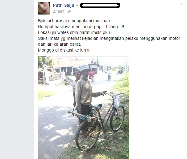 Kejam, rumput untuk pakan ternak hasil mencari seharian hilang dicuri