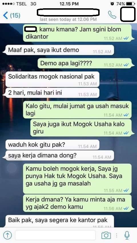 Niat ikut demo buruh, batal gara-gara WA dari atasan yang bikin keki Niat ikut demo buruh, batal gara-gara WA dari atasan yang bikin keki