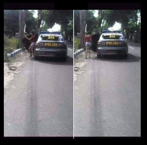 Foto mobil polisi turunkan gadis seksi di jalan sepi hebohkan netizen