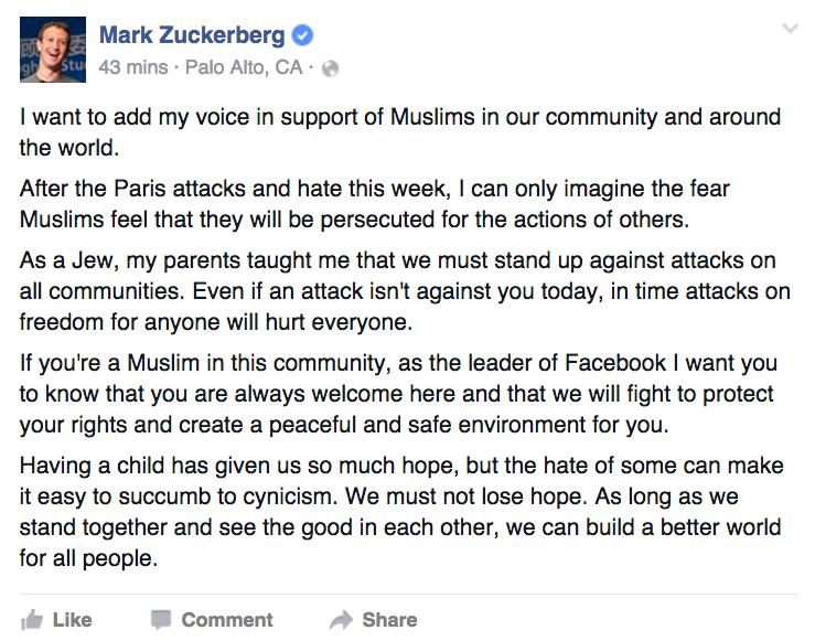 Kontra Trump, Mark Zuckerberg serukan dukungan untuk umat muslim