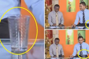 VIDEO: Gelas di depan penyiar televisi ini bergerak sendiri, ngeri!