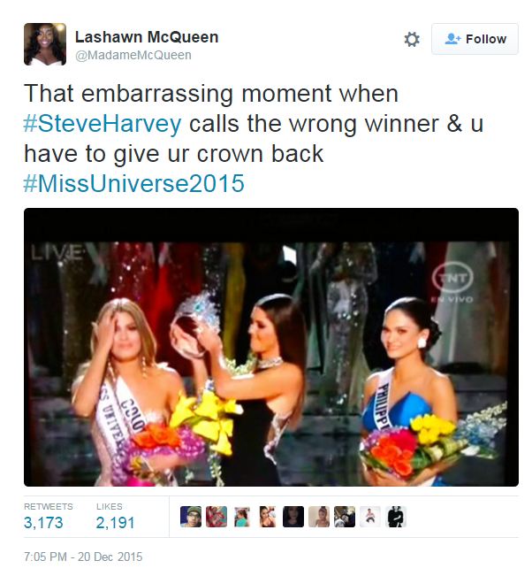 Host Miss Universe 2015 salah sebut nama pemenang, ups!