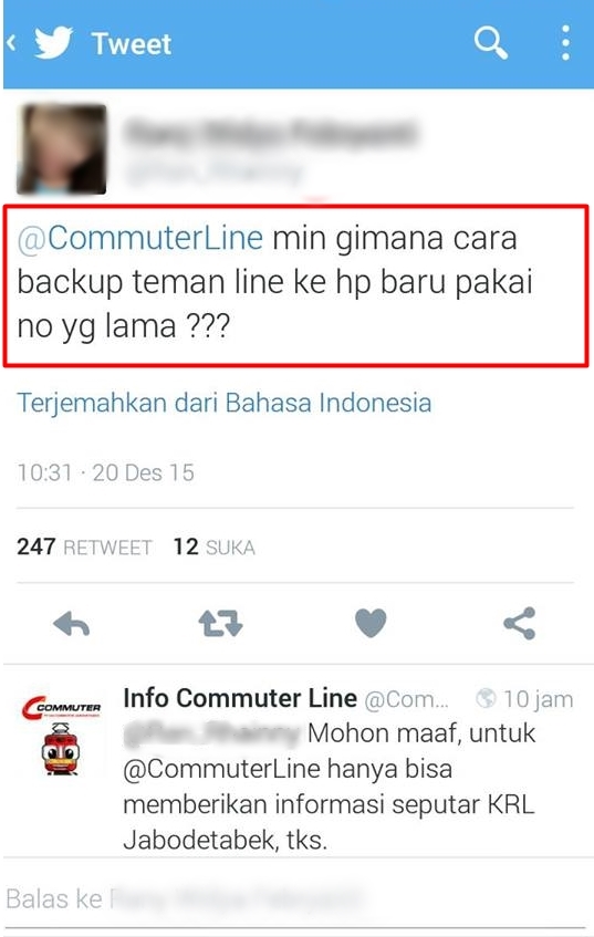 Kirim tweet ke akun Commuter Line gadis ini malah jadi candaan netizen