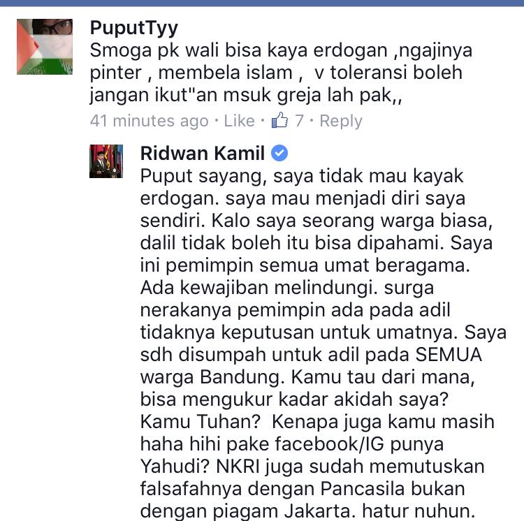 Ridwan Kamil ke netizen: Kenapa kamu masih haha hihi pake FB Yahudi