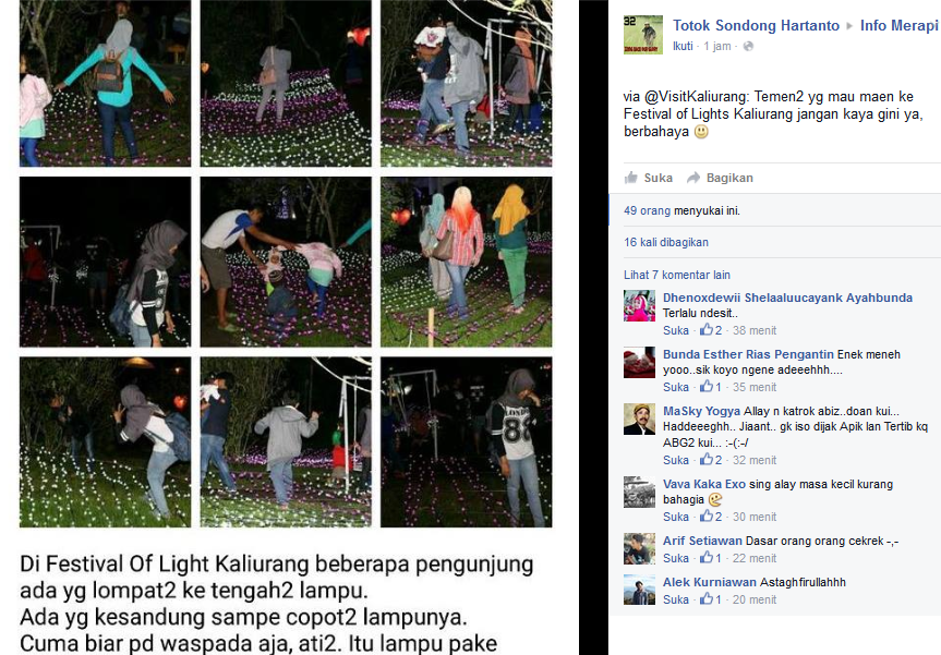 Pengunjung doyan foto rusak lampu di festival lampion Kaliurang, duh! Pengunjung doyan foto rusak lampu di festival lampion Kaliurang, duh!