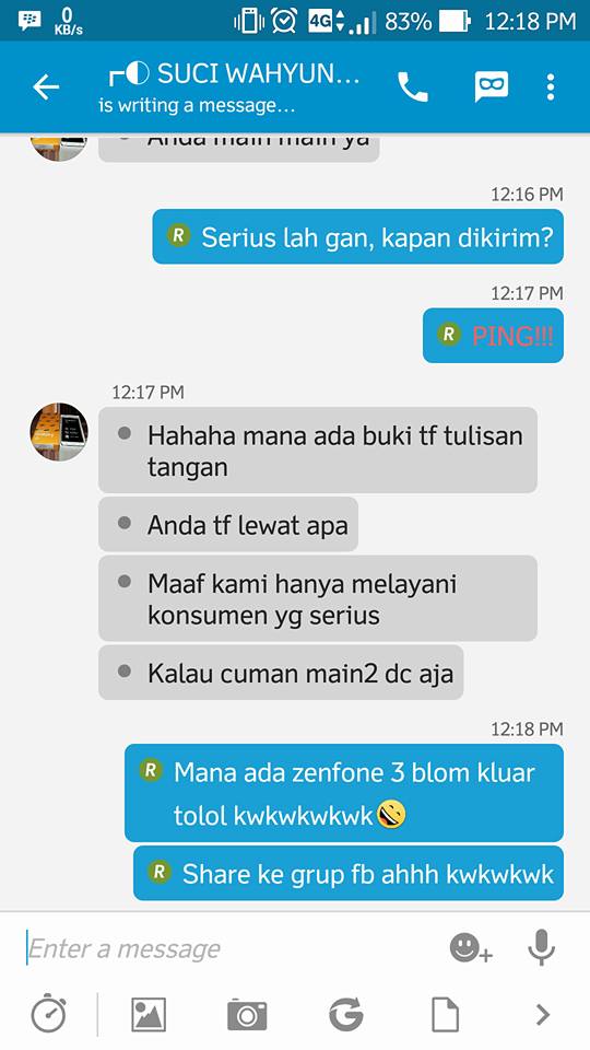 Netizen ini sukses kerjai penipu jualan online, bikin ngakak deh! Netizen ini sukses kerjai penipu jualan online, bikin ngakak deh!