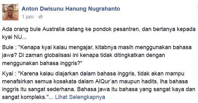 Humor bule vs kiai ini buktikan bahasa Jawa lebih tinggi dari Inggris