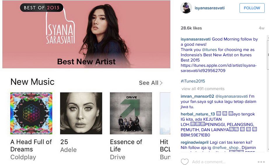 Isyana Sarasvati menang Best New Artist versi iTunes Indonesia, top!