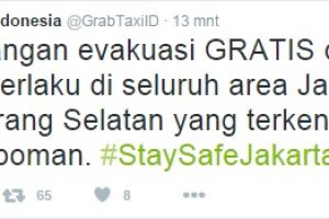 GrabTaxi berikan tumpangan gratis untuk evakuasi korban Sarinah 
