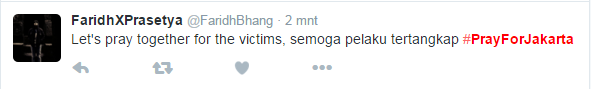 #PrayForJakarta jadi trending topic di media sosial Twitter