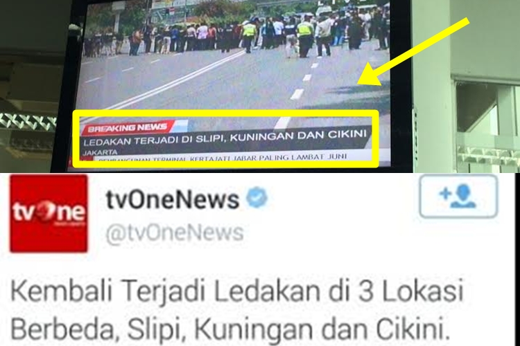 tvOne jadi trending topic di Twitter terkait aksi teror Sarinah