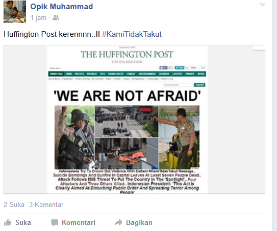 Media asing ini puji orang Indonesia yang tidak takut akan teror