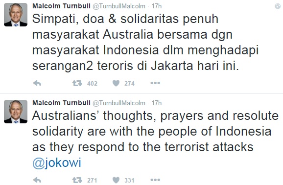 Teror Sarinah, pimpinan dunia sampaikan dukungan untuk Indonesia