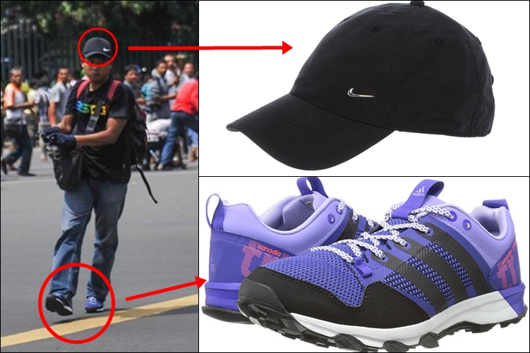 Pelaku teror ini juga nggak kalah branded, topi Nike & sepatu Adidas!