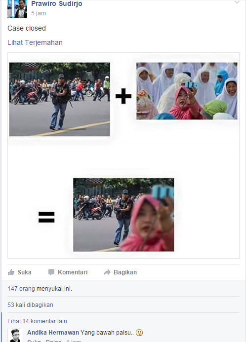 Heboh ada ibu-ibu selfie di lokasi Bom Sarinah, asli apa cuma editan?
