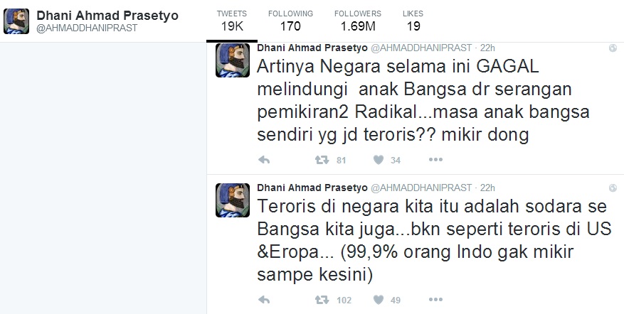 Kicauan baru Ahmad Dhani soal gerakan teroris picu kontroversi baru