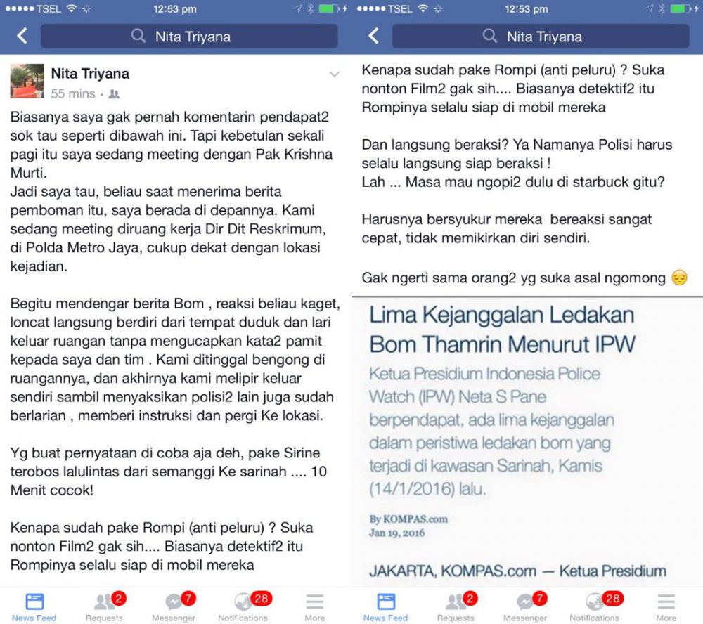 Ibu-ibu ini patahkan teori kejanggalan IPW soal bom Sarinah