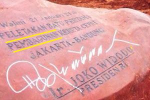 Tulisan prasasti kereta cepat Jakarta-Bandung ini ternyata typo, duh!