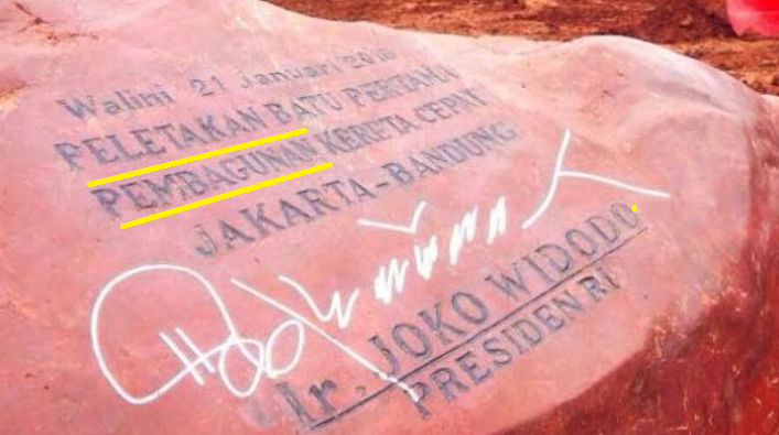 Tulisan prasasti kereta cepat Jakarta-Bandung ini ternyata typo, duh!