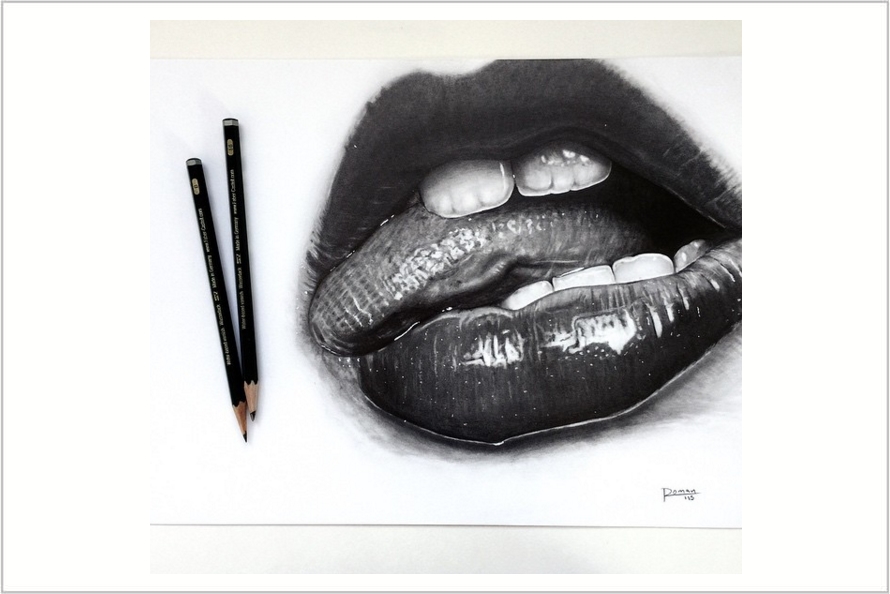 17 Gambar bibir ini cuma dilukis pakai pensil tapi bisa ada efek 3D