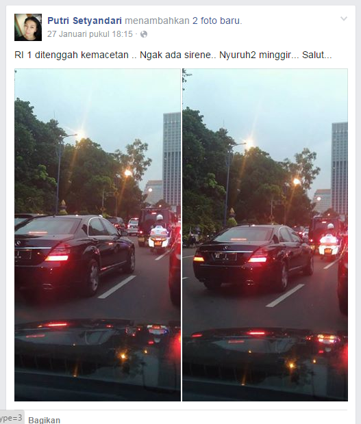 Melaju di tengah kemacetan, mobil Jokowi tak pakai sirine