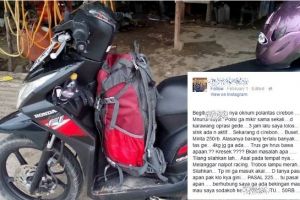 Pemotor bawa tas ditilang polisi di Cirebon bantah telah minta maaf