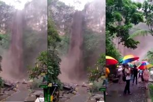 Ngerinya banjir di Cuban Rondo, air keruh campur lumpur meluncur deras