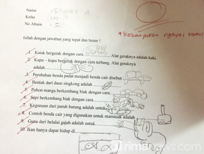 30 Jawaban ujian sekolah ini lucunya kebangetan, bikin ngakak seharian