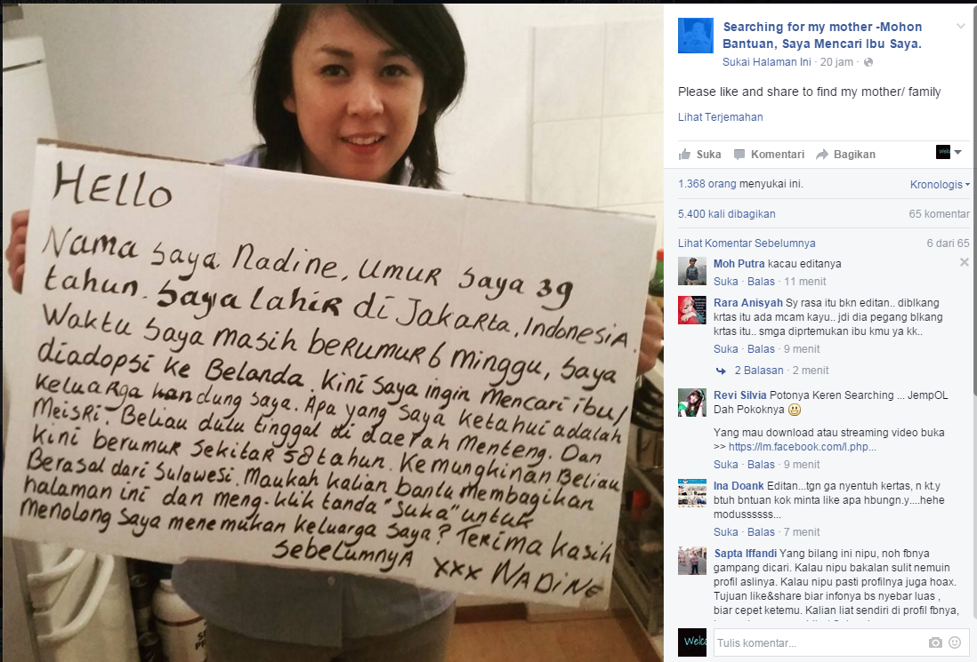 39 Tahun diadopsi ke Belanda, wanita ayu ini cari ibunya di Indonesia