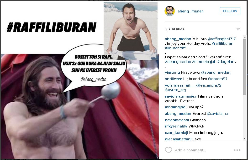 Meme-meme liburan bersponsor ala Raffi, ngakak lihatnya