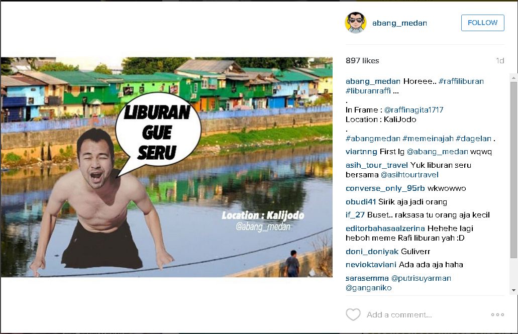 Meme-meme liburan bersponsor ala Raffi, ngakak lihatnya