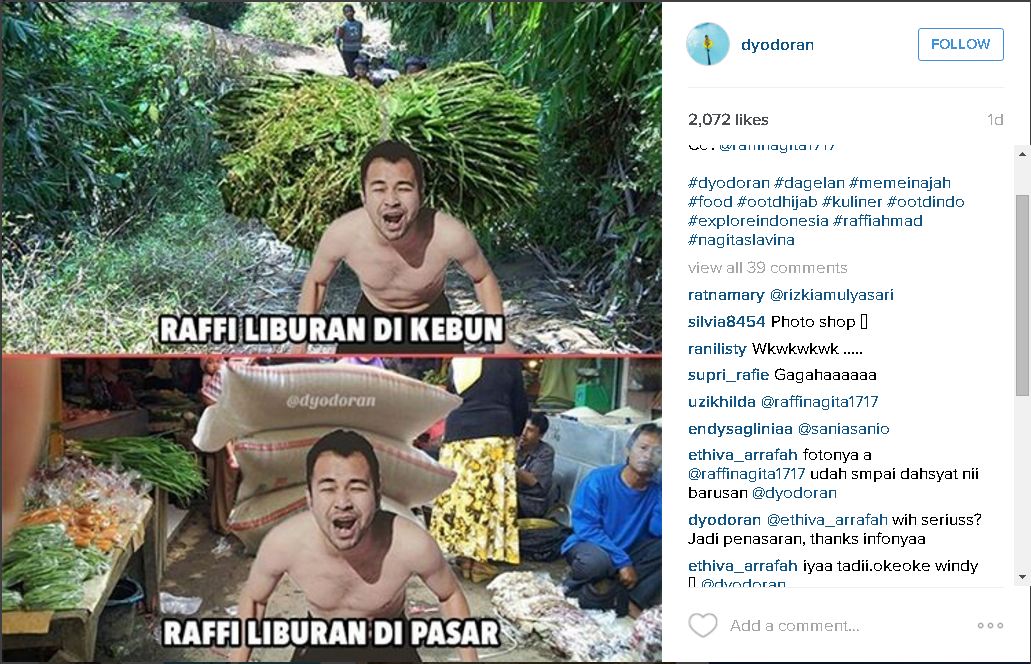 Meme-meme liburan bersponsor ala Raffi, ngakak lihatnya
