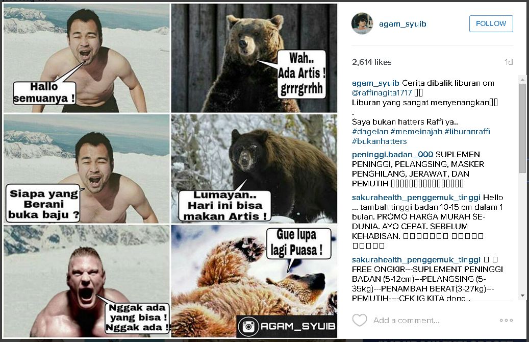 Meme-meme liburan bersponsor ala Raffi, ngakak lihatnya