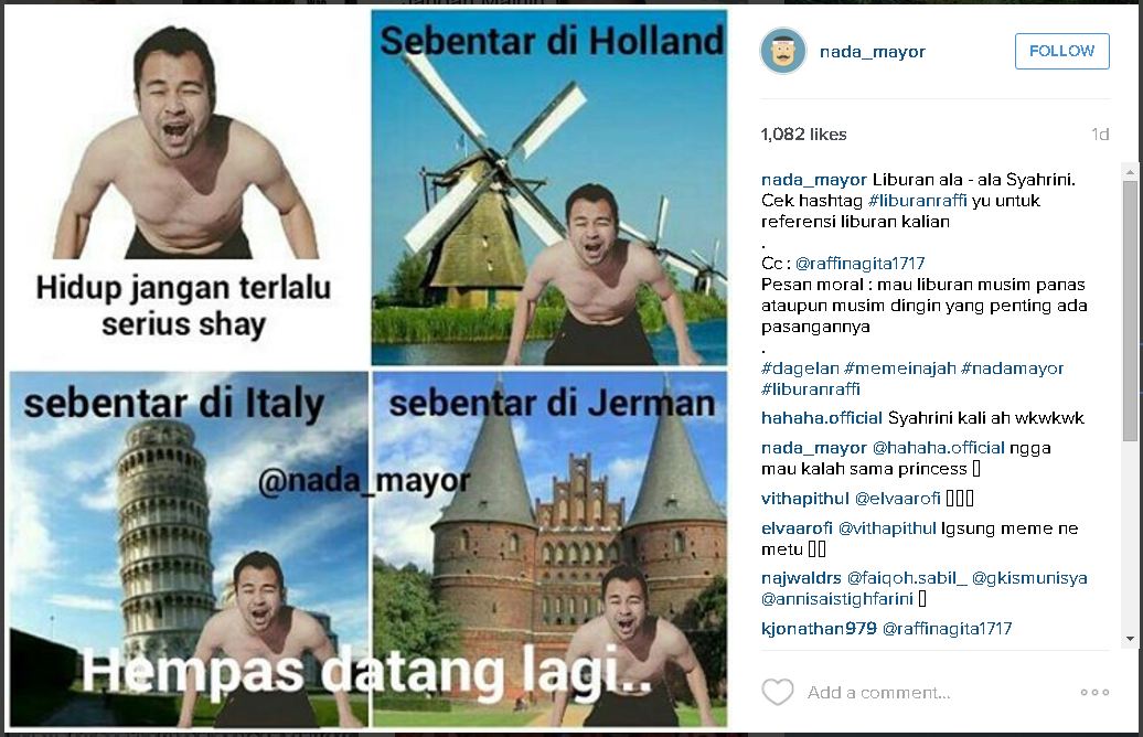 Meme-meme liburan bersponsor ala Raffi, ngakak lihatnya