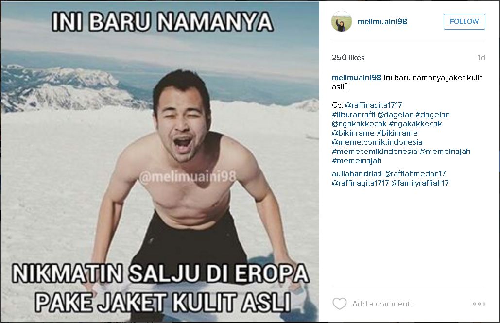 Meme-meme liburan bersponsor ala Raffi, ngakak lihatnya