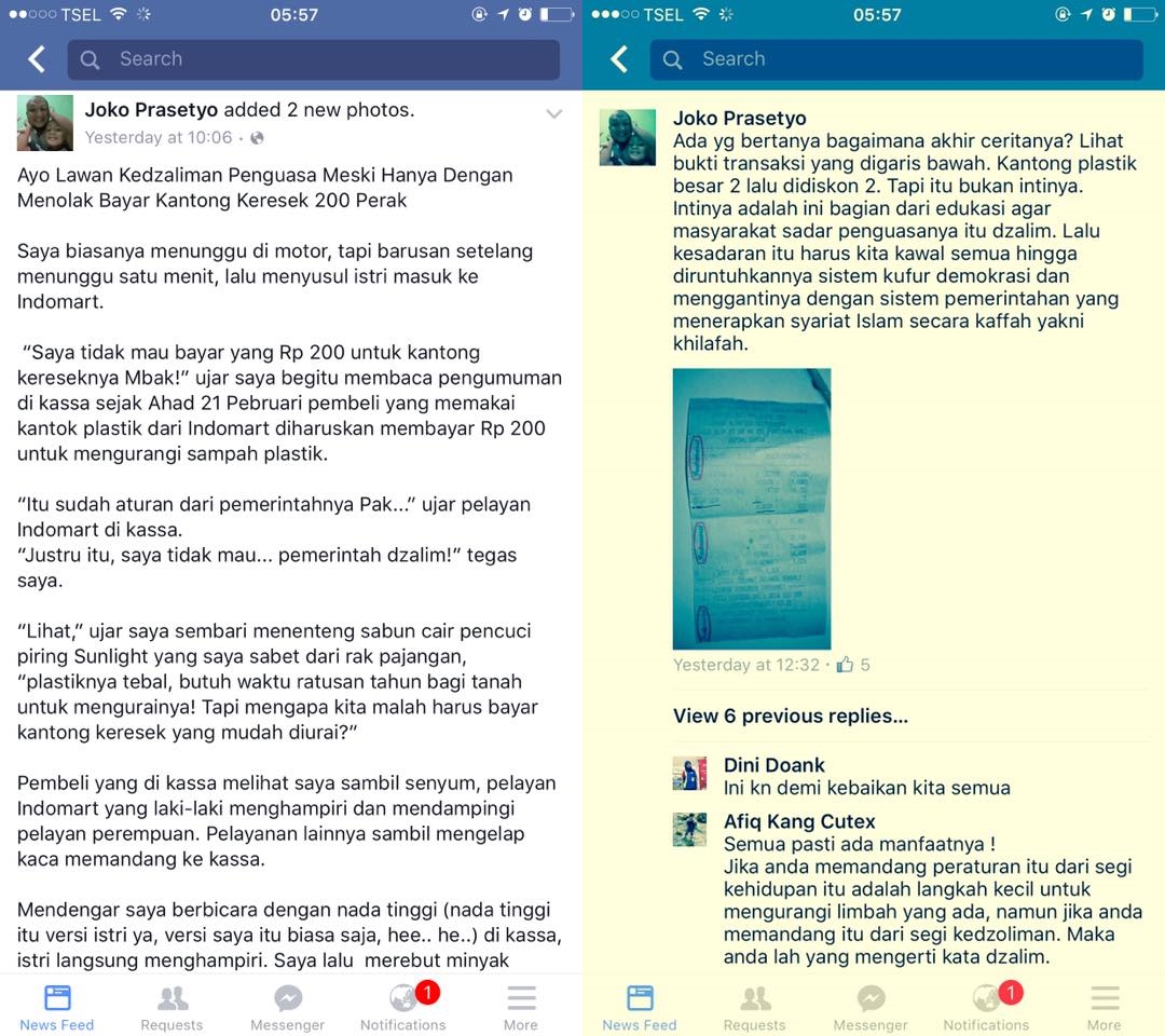 Tolak bayar kantong plastik Rp 200, pria ini tuai perdebatan netizen