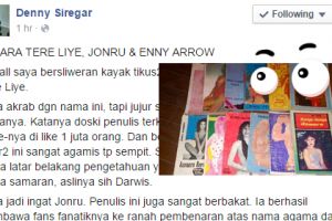 Status kocak Denny Siregar sindir Tere Liye dan Jonru 