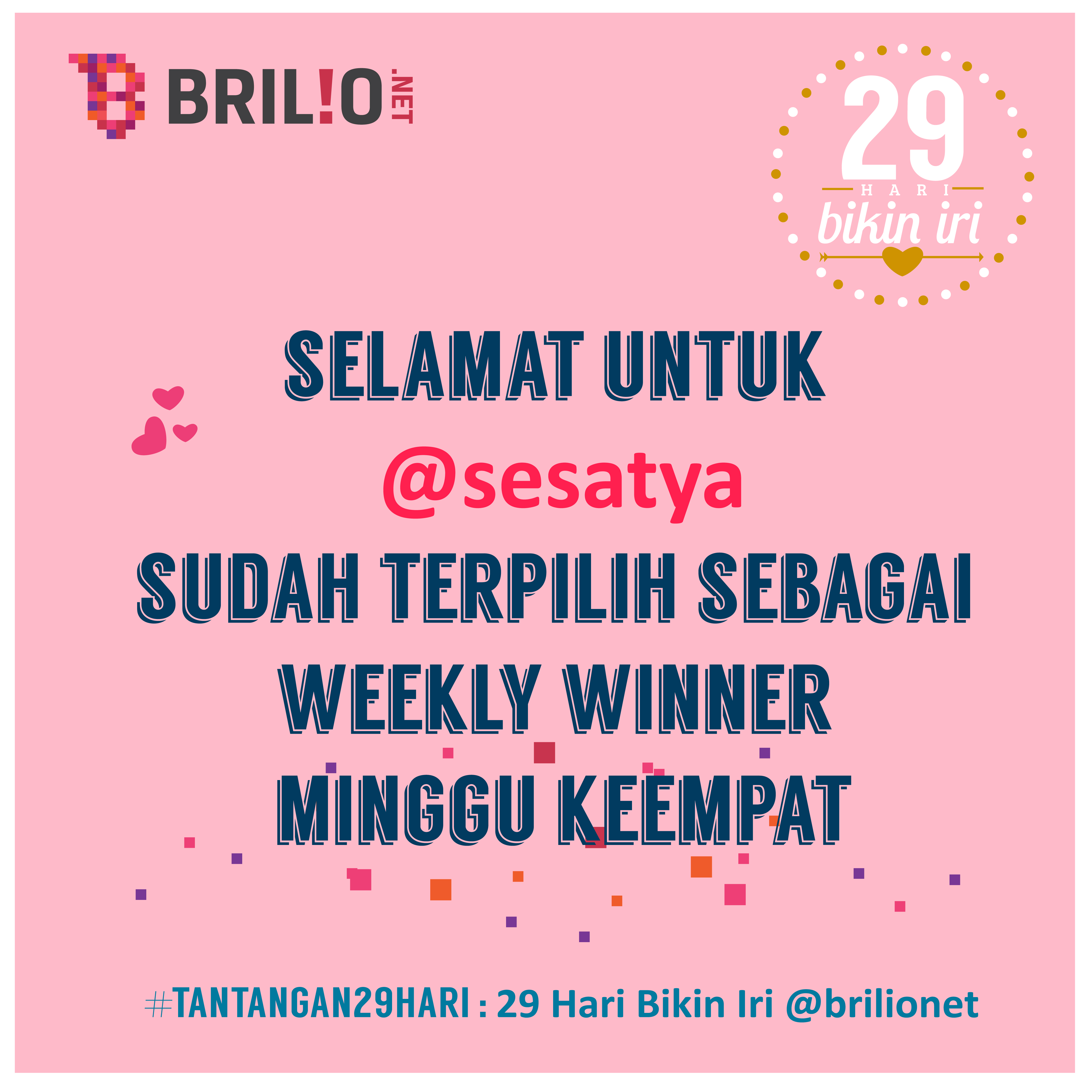 #Tantangan29Hari: 29 Hari Bikin Iri temukan Weekly Winner 4, selamat!