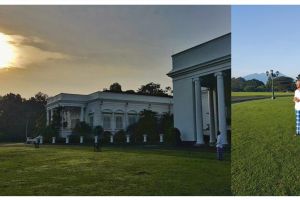 Bersarung, Presiden Jokowi amati gerhana matahari total di Bogor