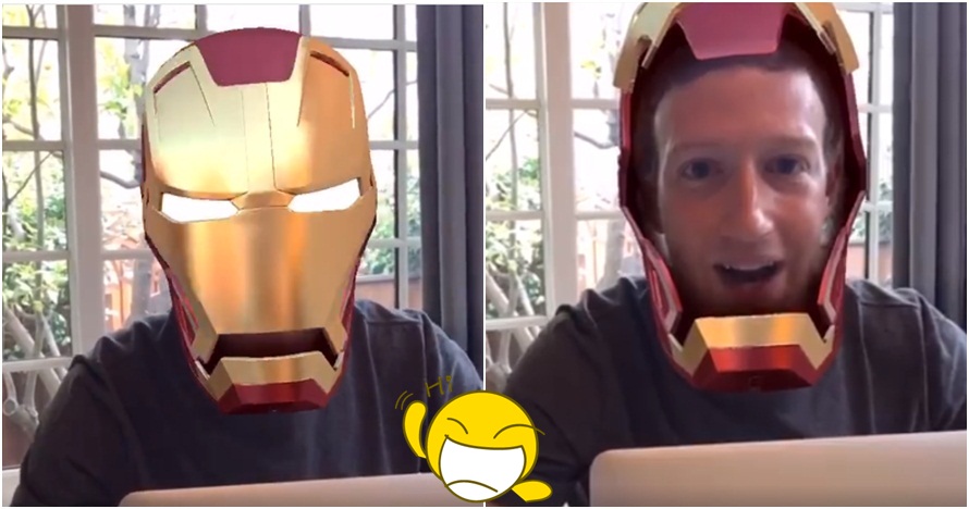 Bos Facebook memakai topeng Iron Man di depan layar laptop, ada apa?