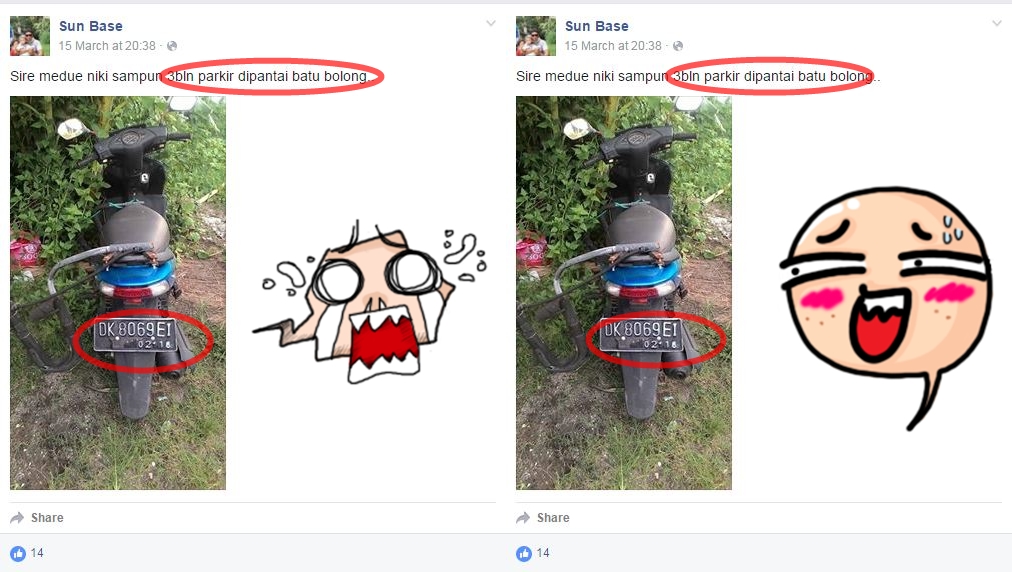 Sudah tiga bulan motor ini ditinggal di Pantai Batu Bolong, Bali