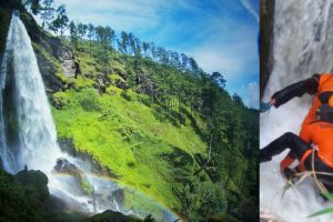 Foto pre-wedding di air terjun, calon pengantin terjatuh, duh! 