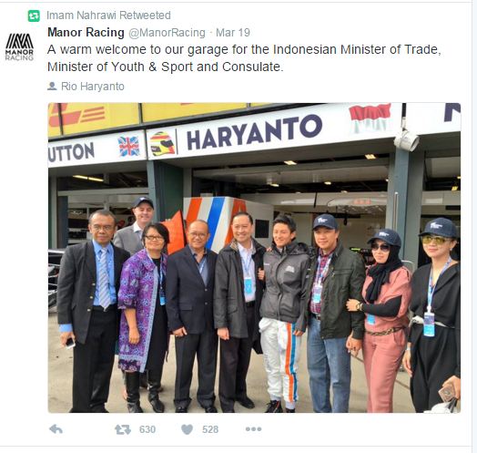 Rio Haryanto gagal capai garis finis di Australia