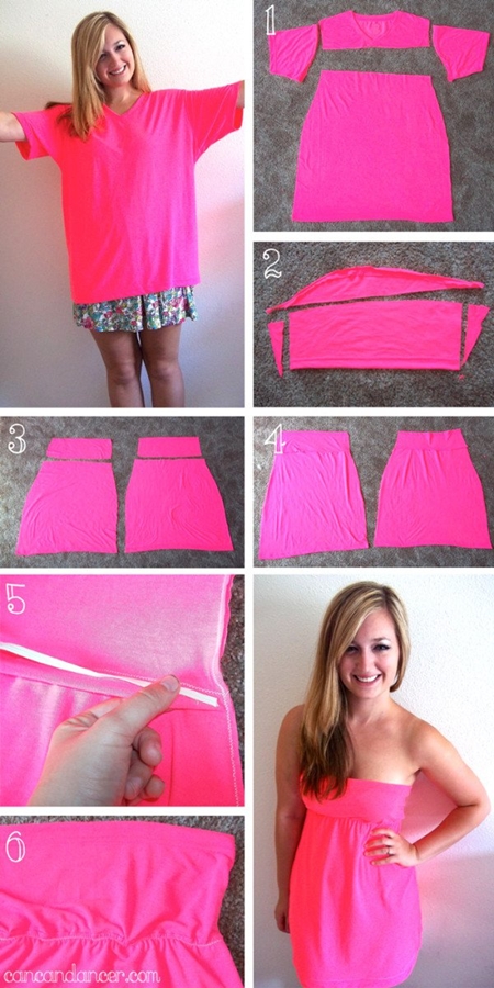 8 Tutorial ubah kaus gombrong jadi dress cantik,  gampang dicoba!  