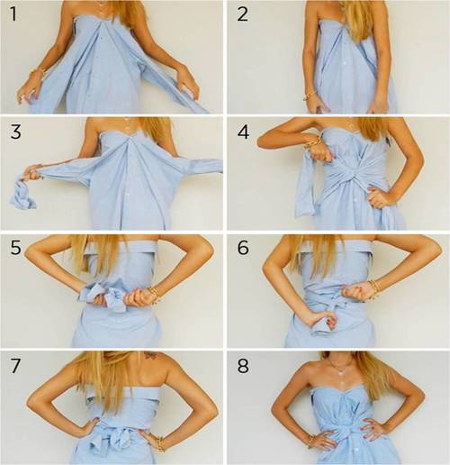 8 Tutorial ubah kaus gombrong jadi dress cantik,  gampang dicoba!  