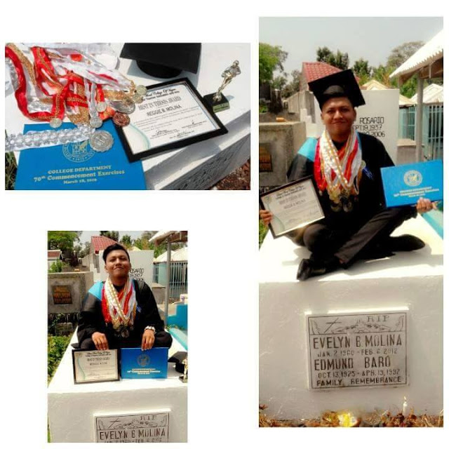Pemuda yatim piatu ini rayakan wisuda di makam ibunya, bikin mewek