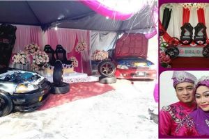 Punya hobi sama, pasangan  ini hias pelaminannya mirip interior mobil