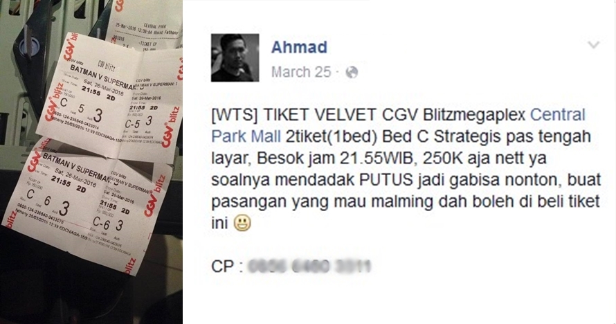 Putus sebelum nonton, pria ini terpaksa jual tiketnya ke pasangan lain